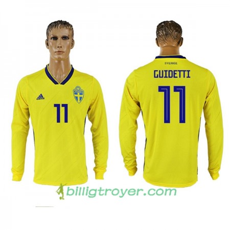 Billige Fotballdrakter Sverige Guidetti 11 VM 2018 Hjemmedraktsett Langermet